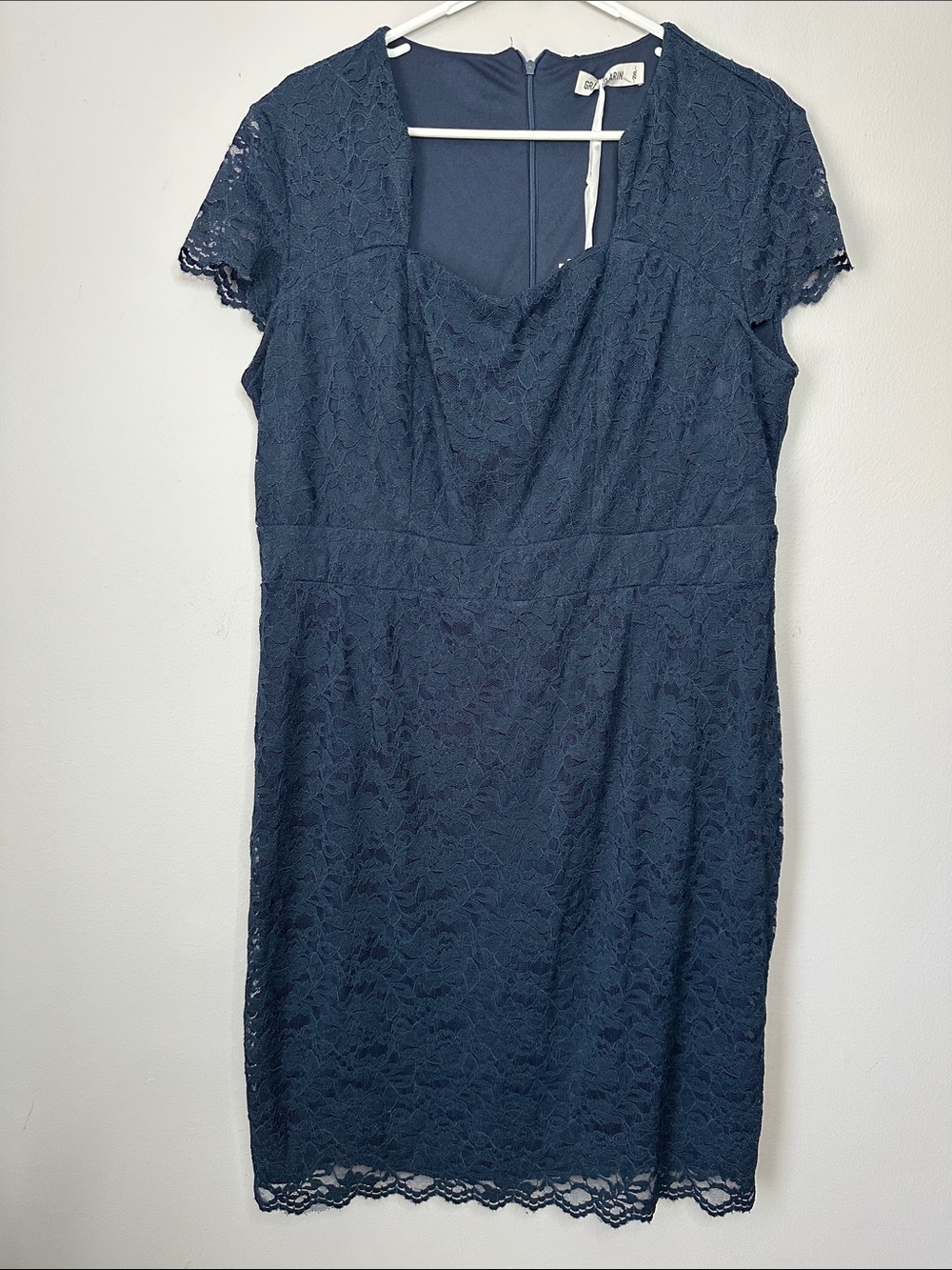 Grace Karin Navy Lace Cap-Sleeve Sheath Dress size 2XL NWT